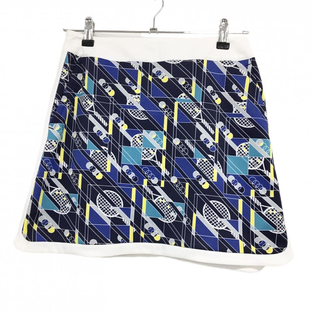 キャロウェイ スカート ネイビー×白 総柄 ロゴ刺しゅう レディース L ゴルフウェア Callaway