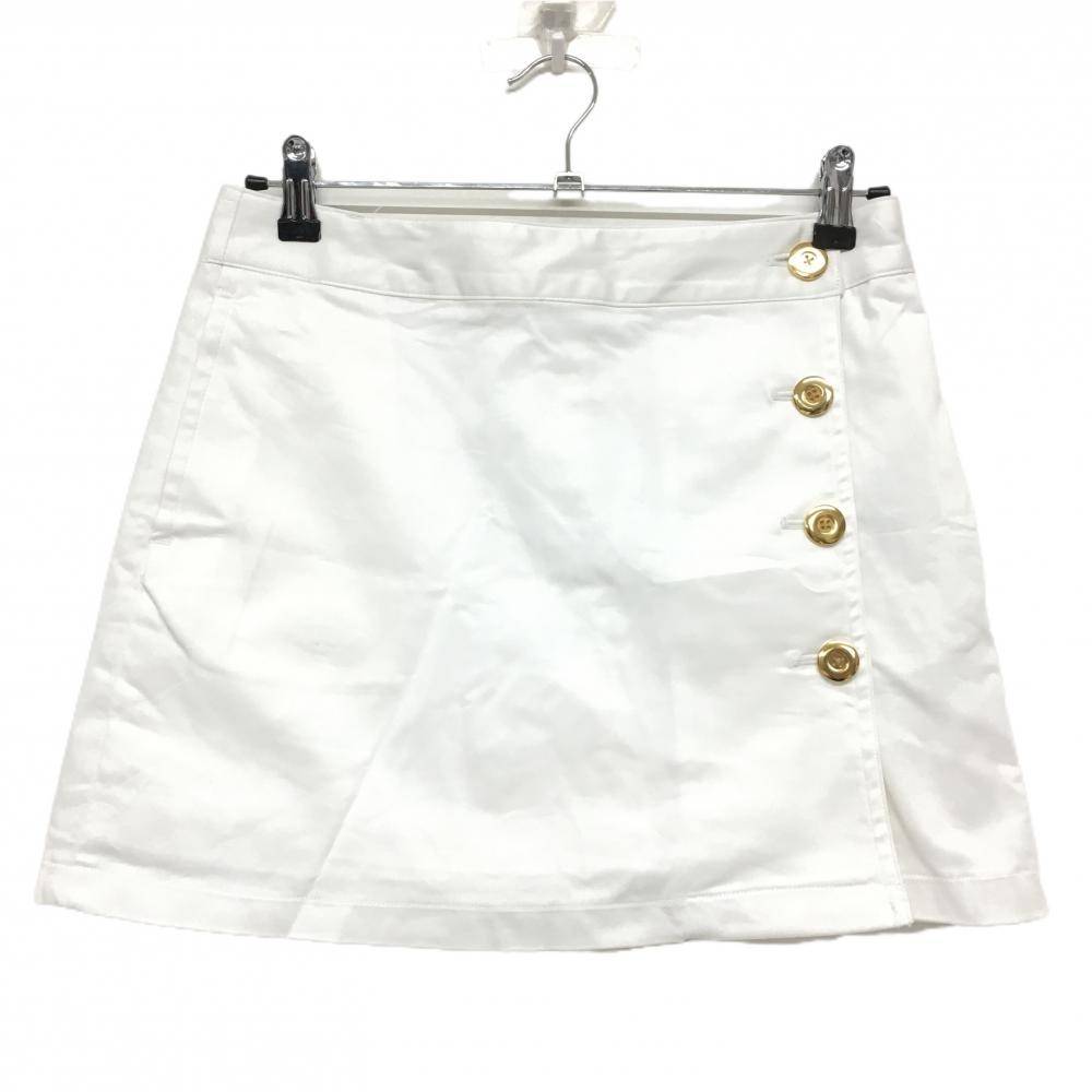 キャロウェイ スカート 白 ゴールドボタン ラップスカート風 内側インナーパンツ レディース M ゴルフウェア Callaway