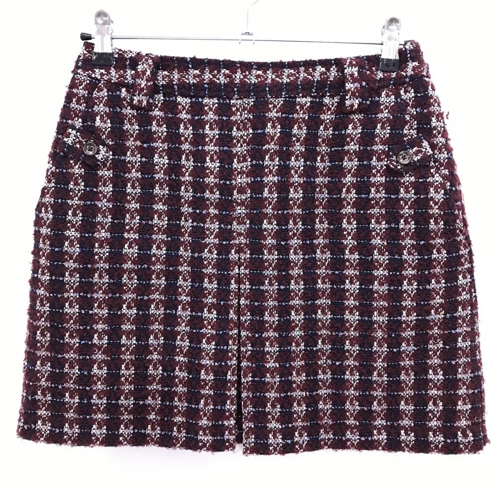 【美品】キャロウェイ スカート ボルドー×ネイビー チェック 裏地付  レディース M ゴルフウェア Callaway