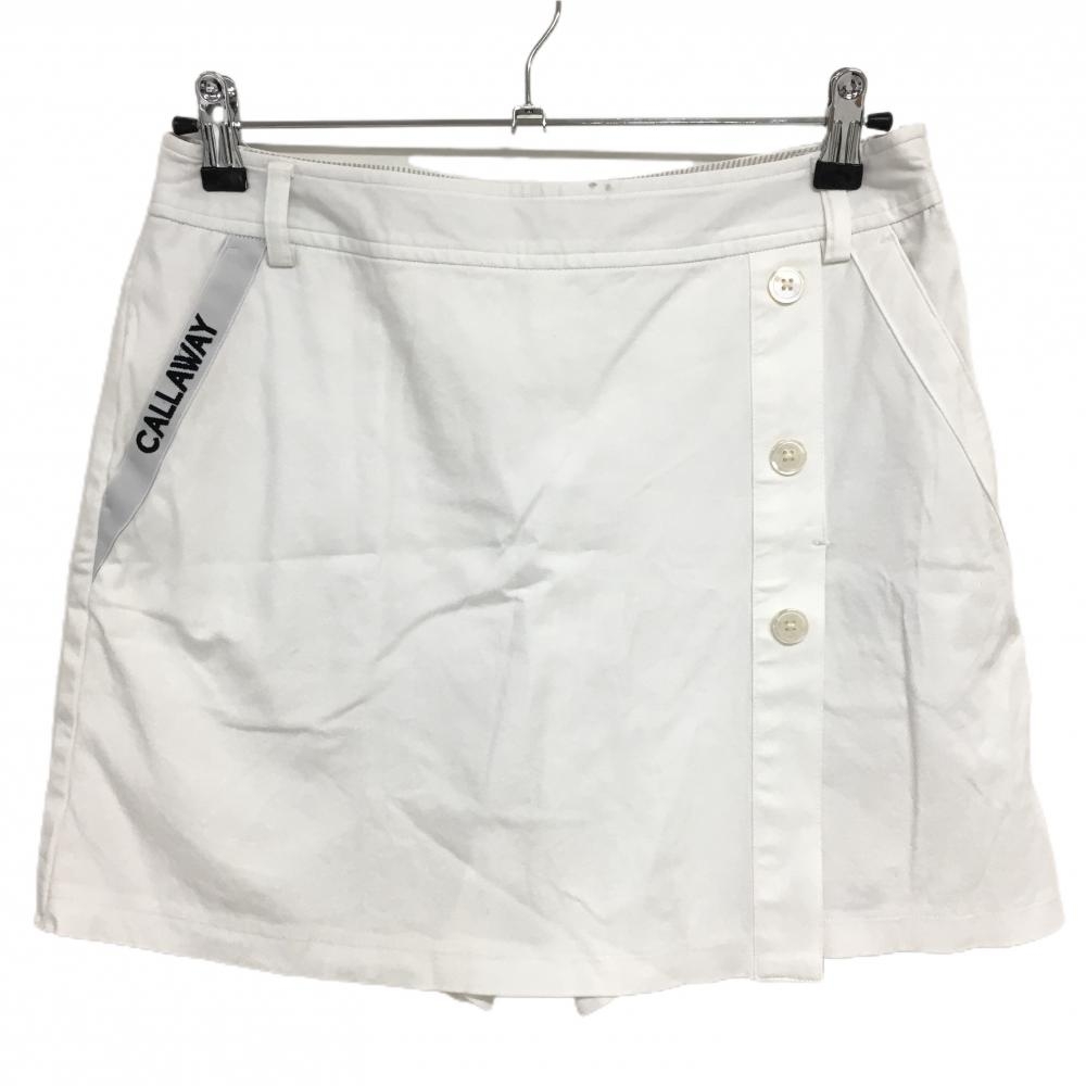 キャロウェイ スカート 白×黒 ポケットロゴライン 内側インナーパンツ  レディース L ゴルフウェア Callaway