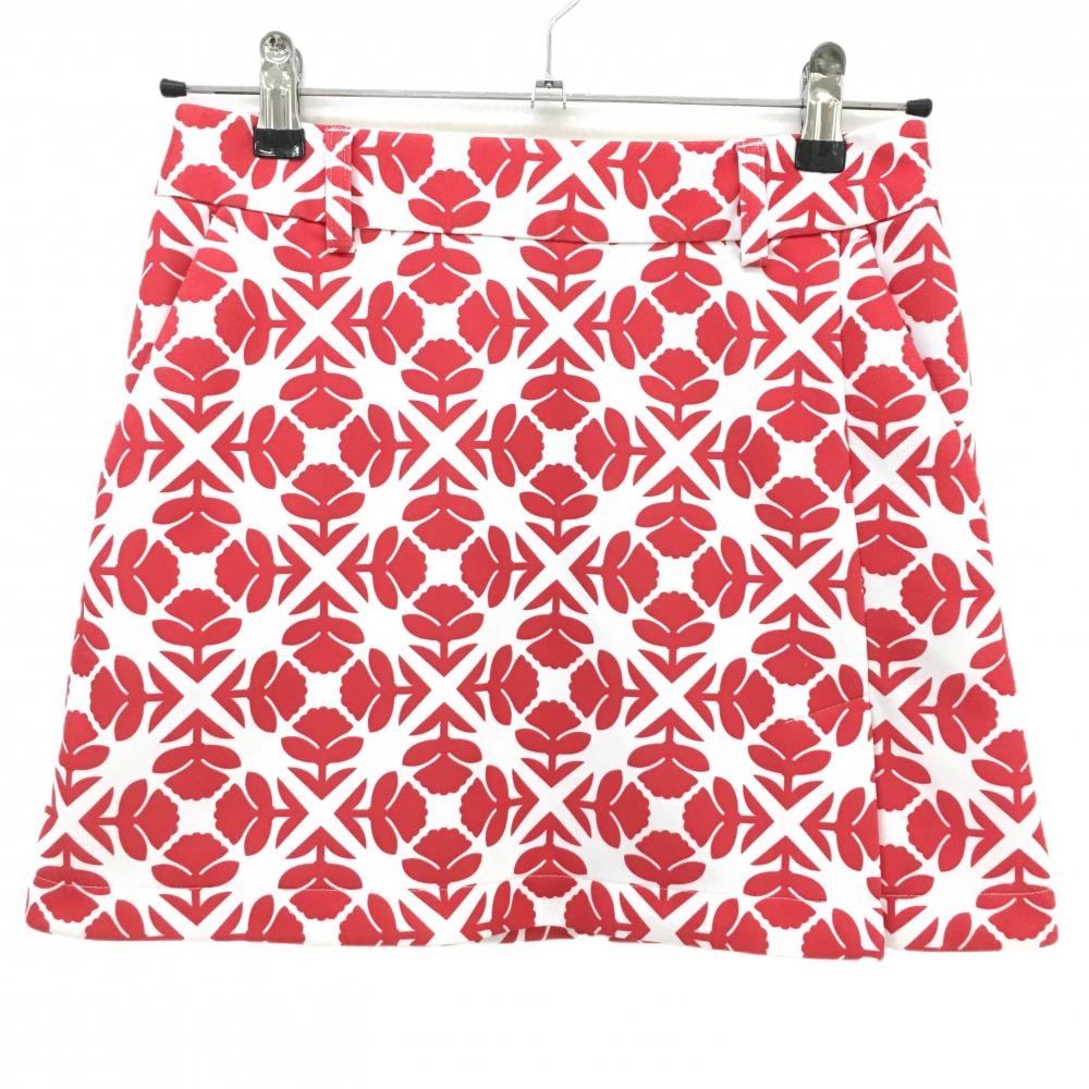 キャロウェイ スカート 白×レッド 花柄 バックロゴ  レディース S ゴルフウェア Callaway