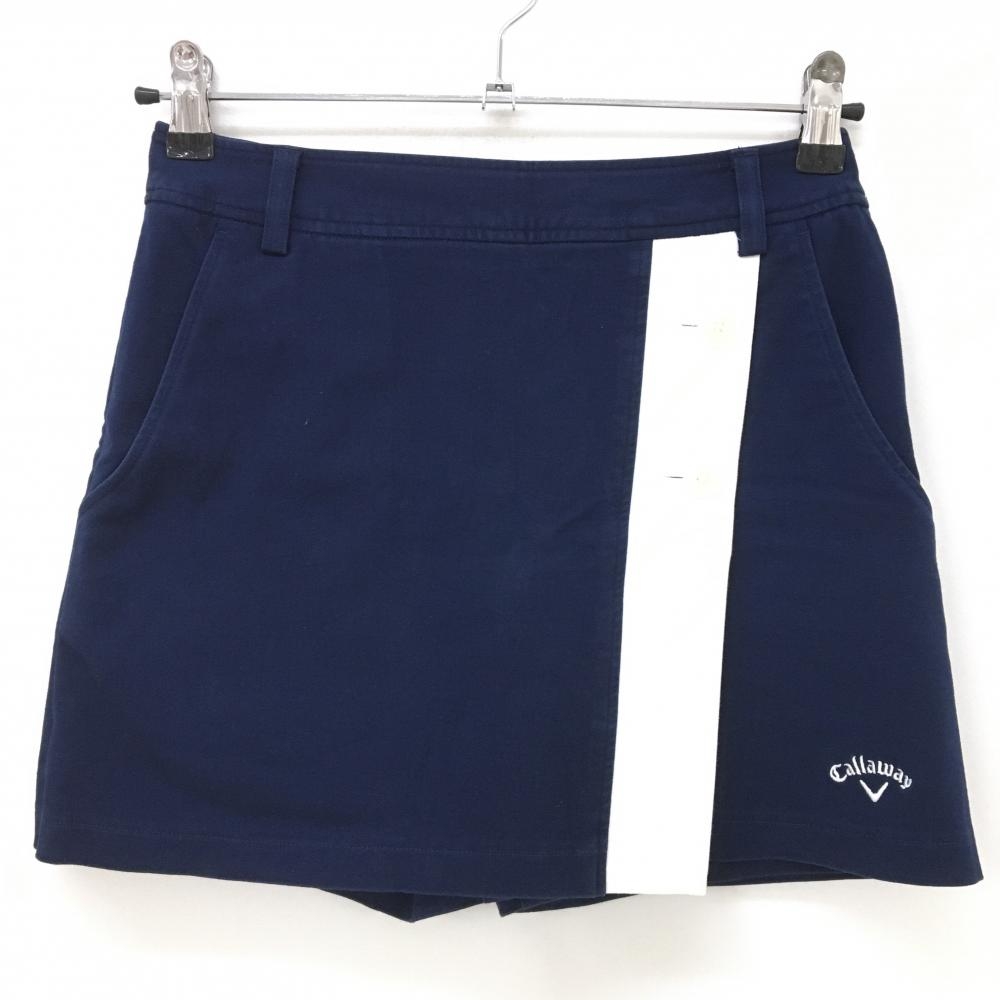 キャロウェイ スカート ネイビー×白 前ボタン 内側スカート レディース SS ゴルフウェア Callaway