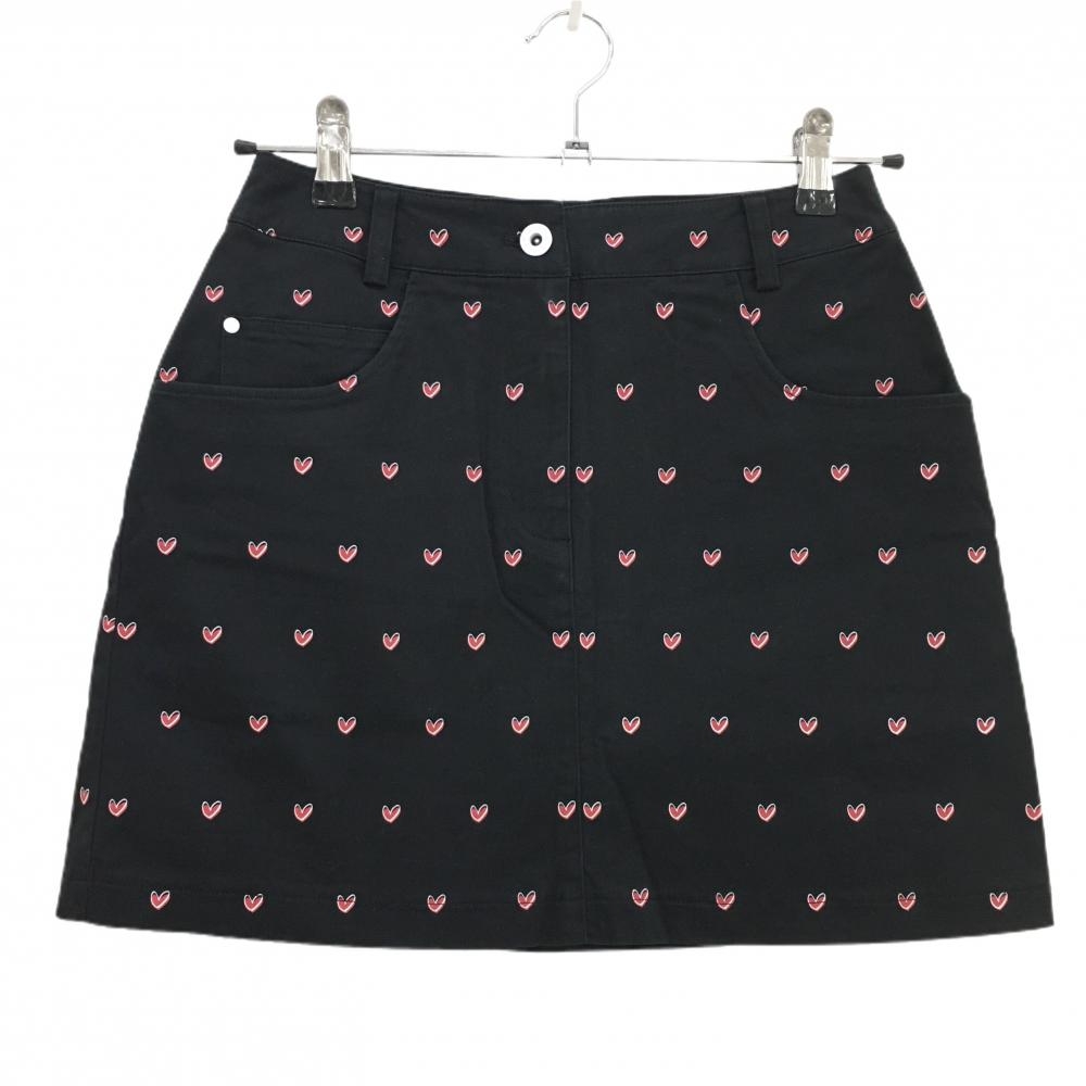 【美品】キャロウェイ スカート 黒×レッド×白 ハート柄 ストレッチ  レディース S ゴルフウェア 2023年モデル Callaway