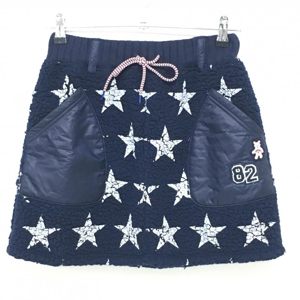 キャロウェイ ボアスカート ネイビー×白 星柄 ベアワッペン レディース M ゴルフウェア Callaway