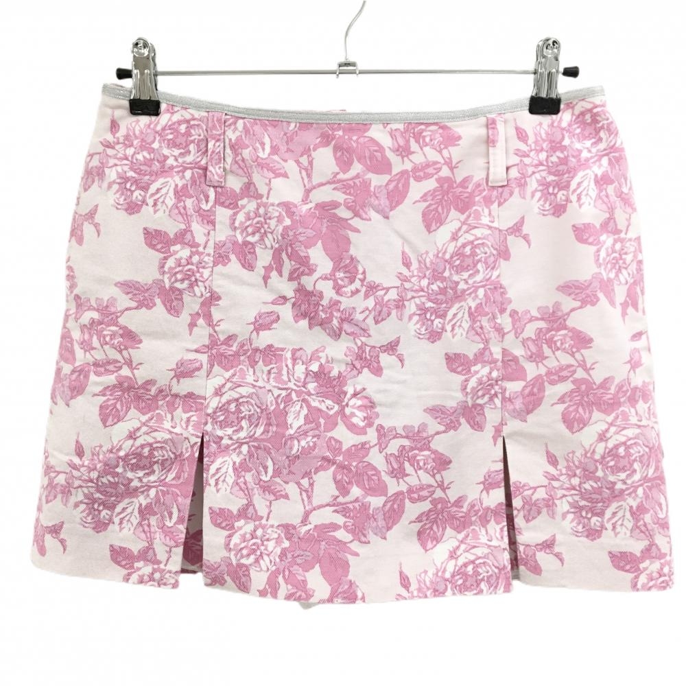 【超美品】キャロウェイ スカート ピンク×白 バラ柄 ストレッチ 内側インナーパンツ　 レディース L ゴルフウェア Callaway