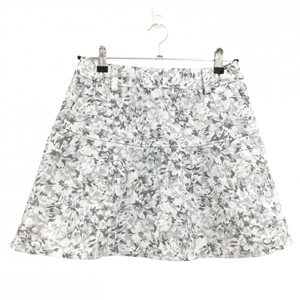 キャロウェイ レッドレーベル スカート 白×グレー 総柄 ロゴラインストーン レディース M ゴルフウェア Callaway