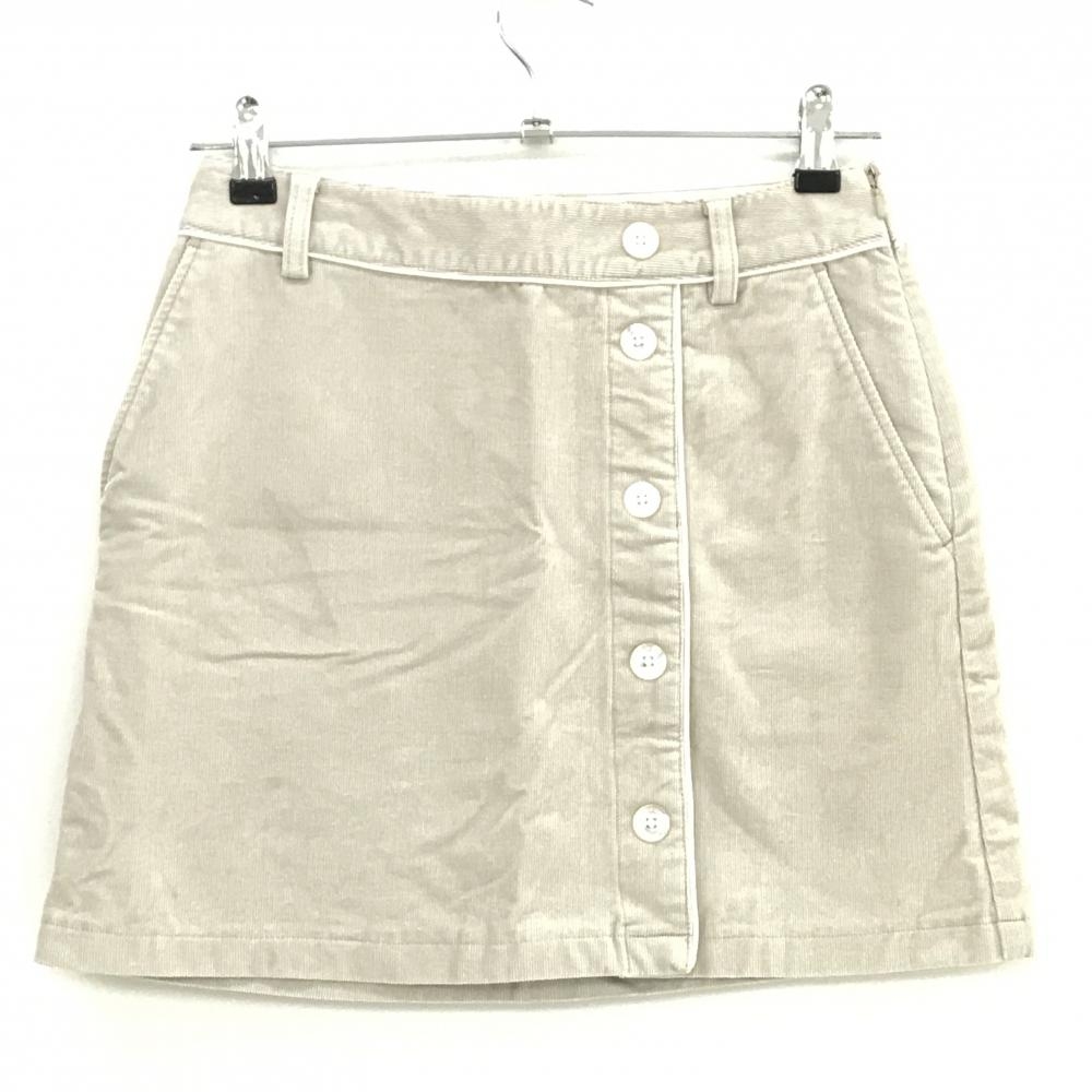 【美品】キャロウェイ コーデュロイスカート ベージュ系×白 ボタン ストレッチ レディース S ゴルフウェア Callaway