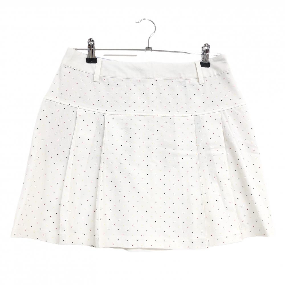 キャロウェイ プリーツスカート 白×マルチカラー ドット ウエスト汚れ レディース L ゴルフウェア Callaway