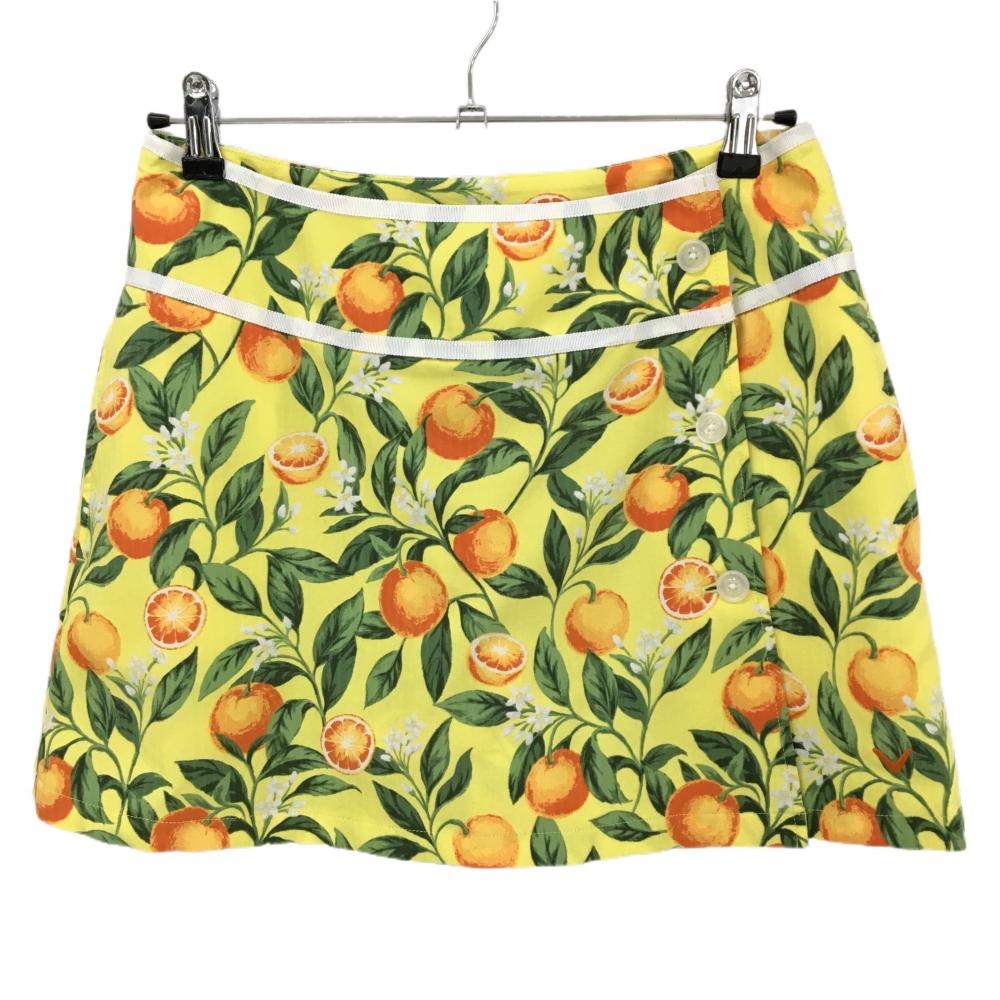 【超美品】キャロウェイ スカート イエロー×グリーン オレンジ総柄 内側パンツ レディース L ゴルフウェア Callaway