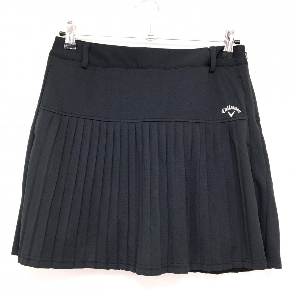 【新品】キャロウェイ プリーツスカート 黒 メッシュ調生地 裏地付 レディース L ゴルフウェア Callaway