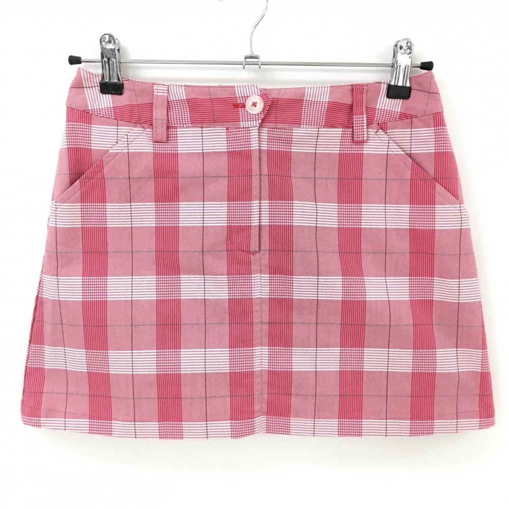 【美品】キャロウェイ スカート レッド系×白 チェック 内側インナーパンツ  レディース S ゴルフウェア Callaway
