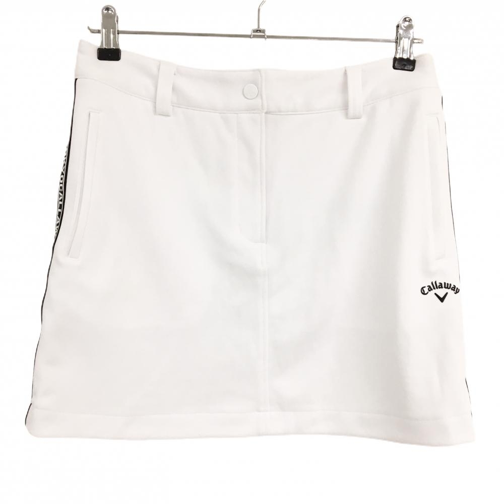 キャロウェイ スカート 白×黒 サイドロゴライン レディース L ゴルフウェア Callaway
