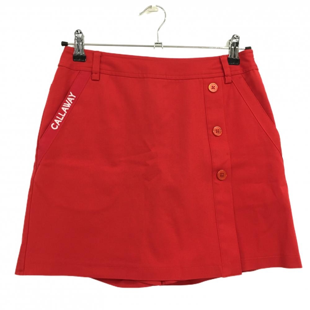 【超美品】キャロウェイ スカート レッド ポケット口ロゴ白 内側パンツ  レディース S ゴルフウェア Callaway
