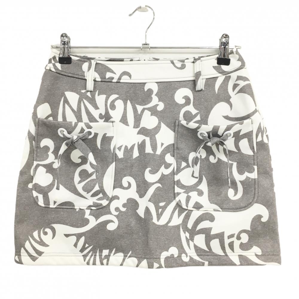 【美品】キャロウェイ スカート グレー×白 総柄 裏微起毛  レディース S ゴルフウェア Callaway