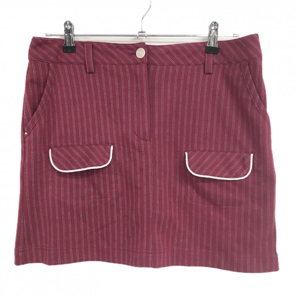 【超美品】キャロウェイ スカート ピンクパープル系×白 ストライプ 内側インナーパンツ レディース LL ゴルフウェア Callaway