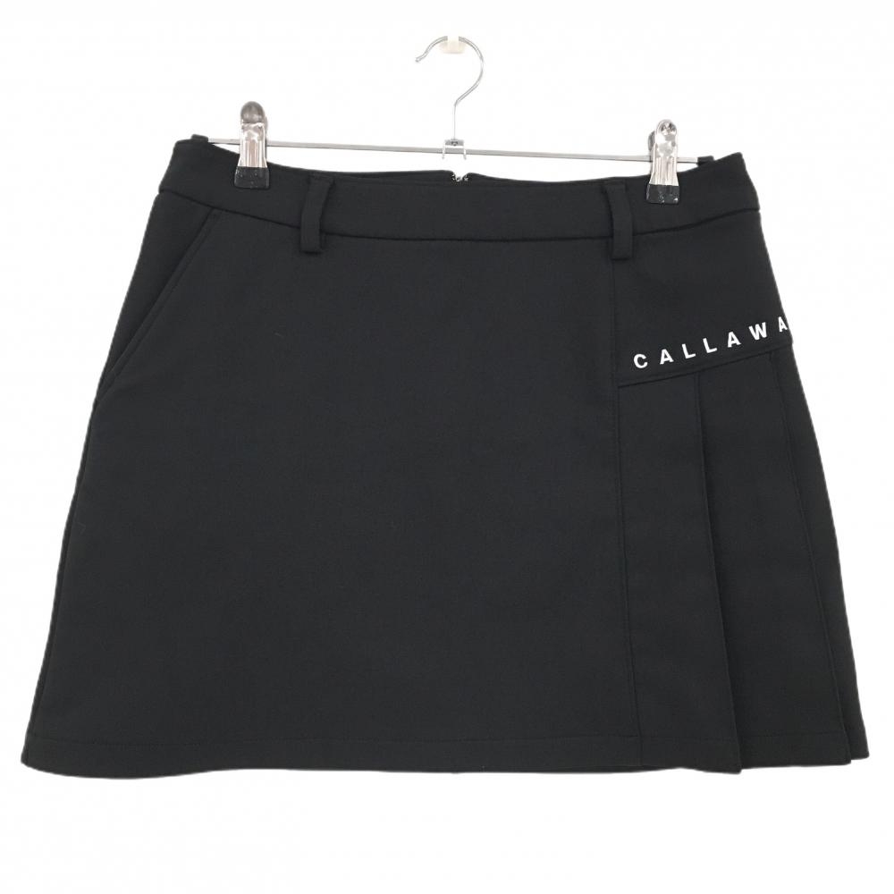 【超美品】キャロウェイ スカート 黒 サイドプリーツ ロゴ白 レディース L ゴルフウェア Callaway