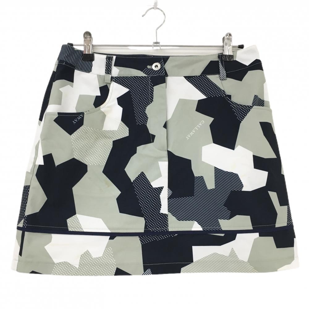 キャロウェイ スカート ネイビー×ライトカーキ 総柄  レディース LL ゴルフウェア Callaway