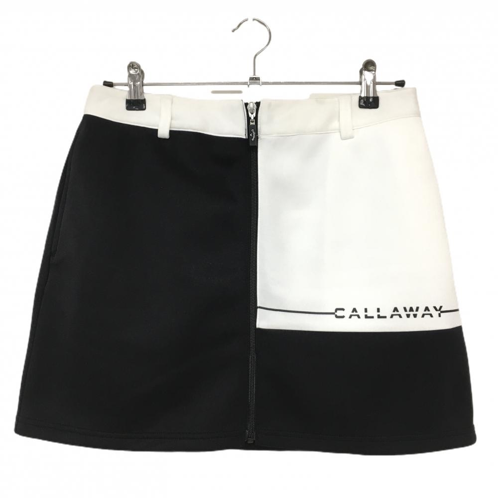 【超美品】キャロウェイ スカート 黒×白 バイカラー フロントジップ  レディース L ゴルフウェア Callaway