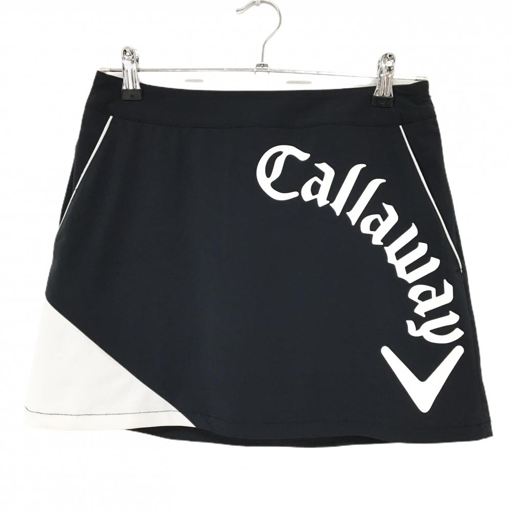 キャロウェイ スカート 黒×白　ビッグロゴ ウエスト一部ゴム 内側インナーパンツ レディース M ゴルフウェア Callaway