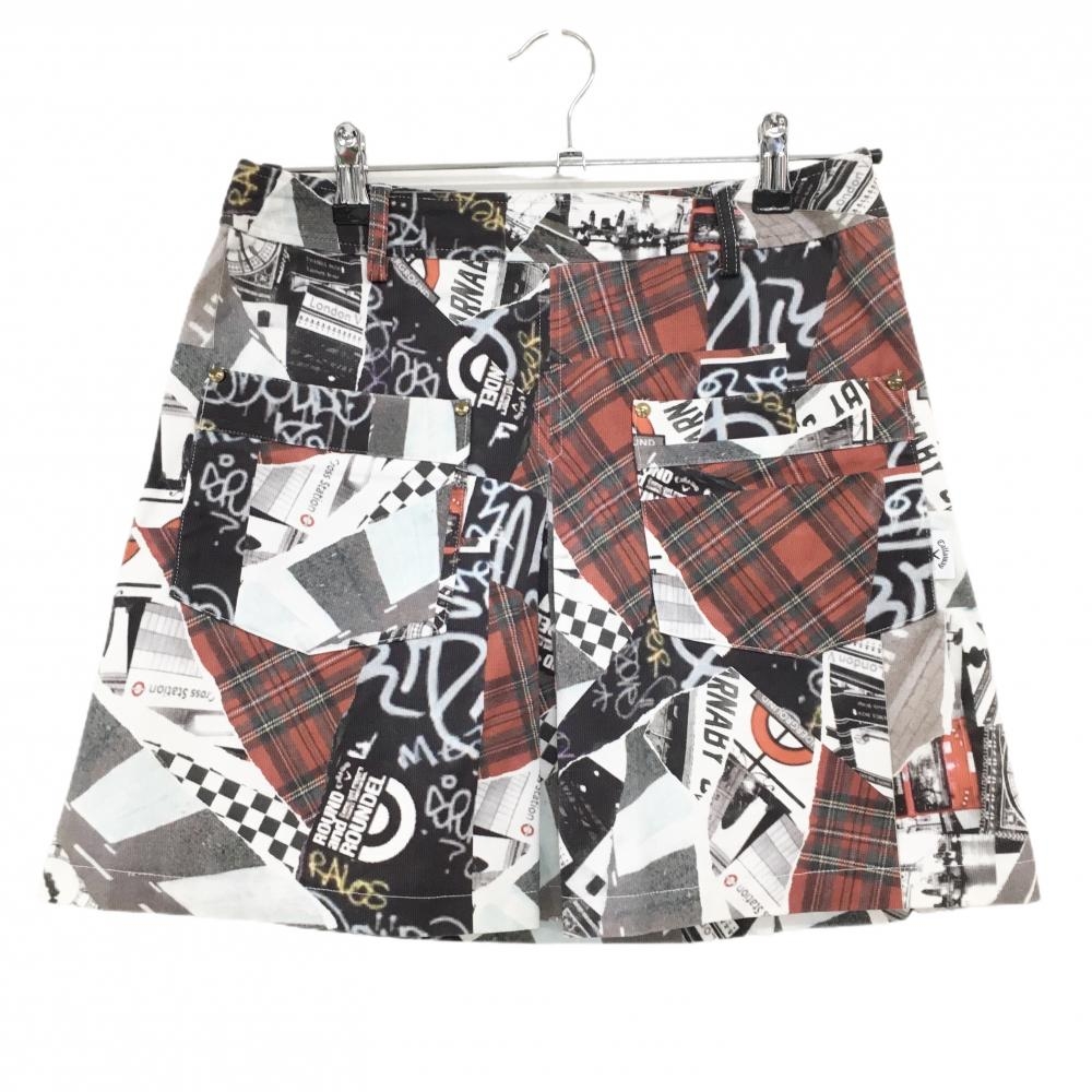 【美品】キャロウェイ スカート 白×黒×レッド 総柄 内側インナーパンツ  レディース M ゴルフウェア Callaway