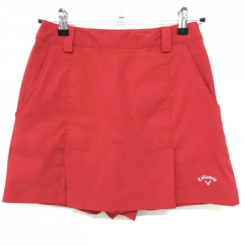 キャロウェイ キュロットスカート レッド スカート風 ロゴ白  レディース S ゴルフウェア Callaway