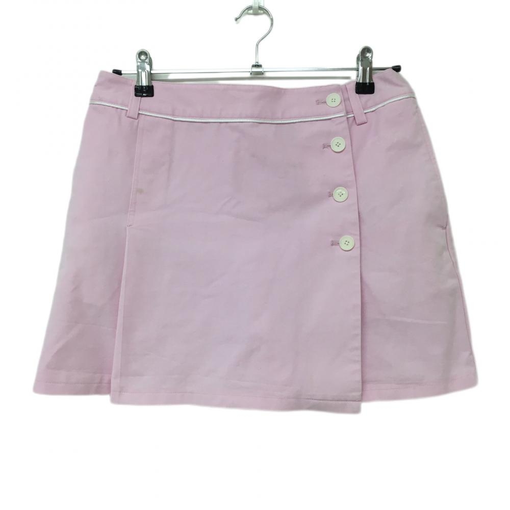 キャロウェイ ラップキュロットスカート ライトピンク×白 バックロゴ刺しゅう  レディース L ゴルフウェア Callaway