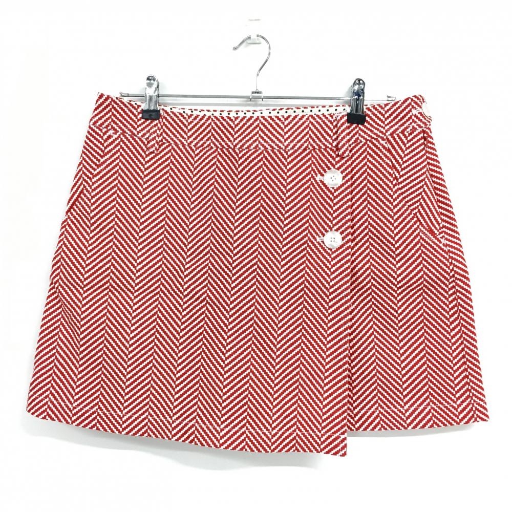 【新品】キャロウェイ キュロットスカート レッド×白 ヘリンボーン柄 ストレッチ レディース LL ゴルフウェア Callaway