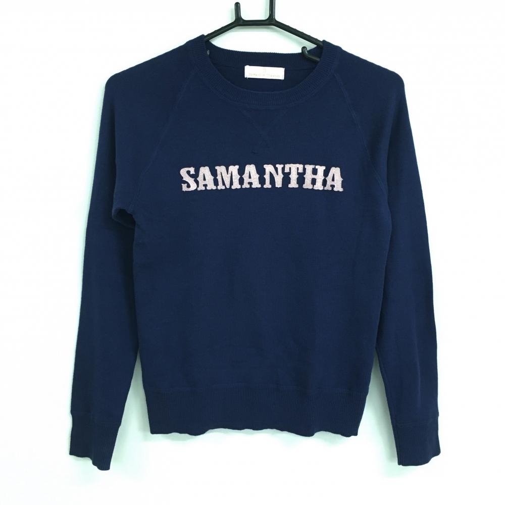 【美品】サマンサタバサUNDER25 セーター ネイビー×ピンク フロントロゴ レディース M ゴルフウェア Samantha Thavasa 画像