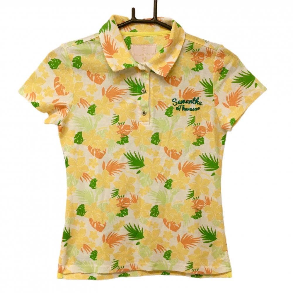 【超美品】サマンサタバサ UNDER25 半袖ポロシャツ イエロー×オレンジ  レディース M ゴルフウェア Samantha Thavasa