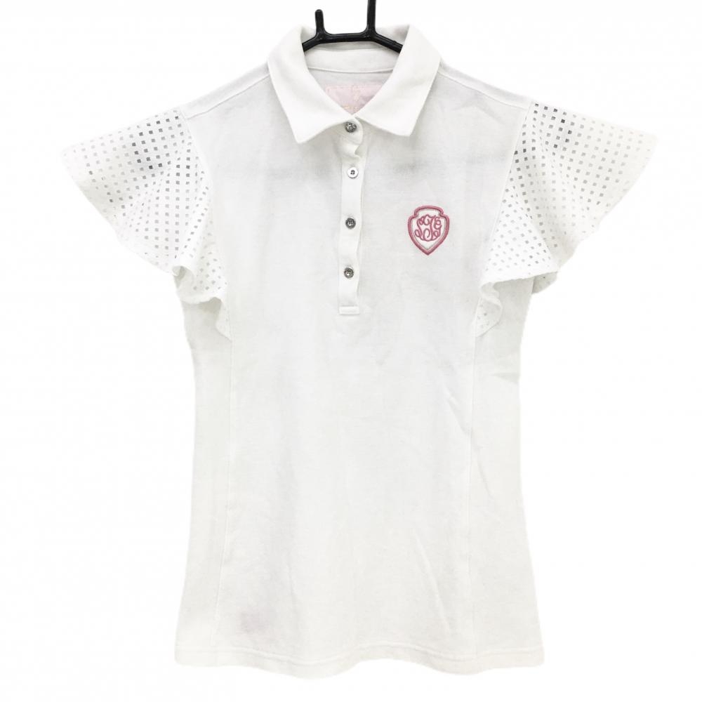 サマンサタバサ UNDER25 半袖ポロシャツ 白 袖メッシュフリル  レディース S ゴルフウェア Samantha Thavasa