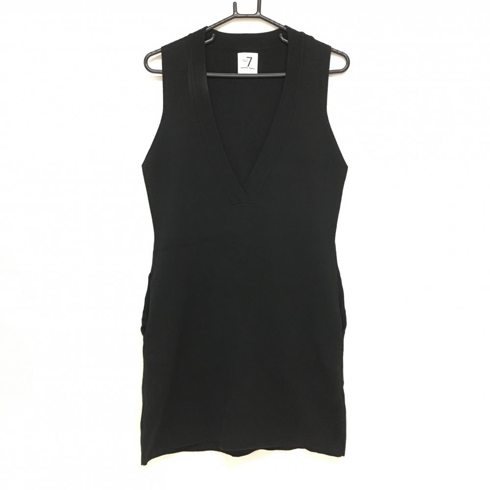 サマンサタバサ No.7 ニットワンピース 黒 ノースリーブ Vネック レディース 38 ゴルフウェア Samantha Thavasa