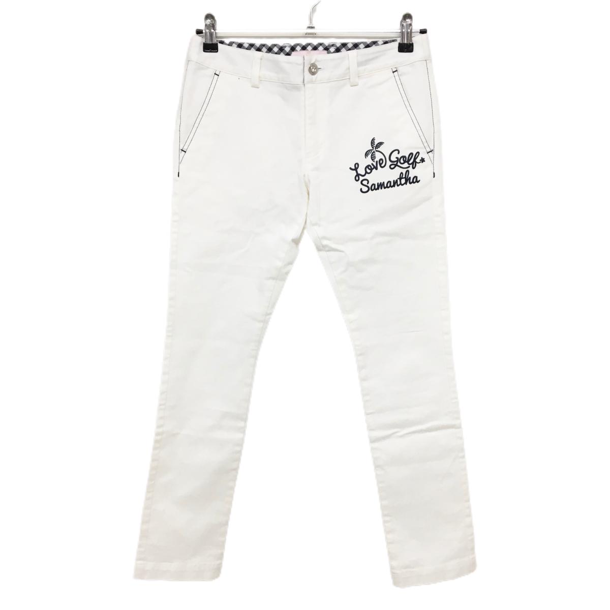 【美品】サマンサタバサ UNDER25 パンツ 白×ネイビー ストレッチ  レディース S ゴルフウェア Samantha Thavasa