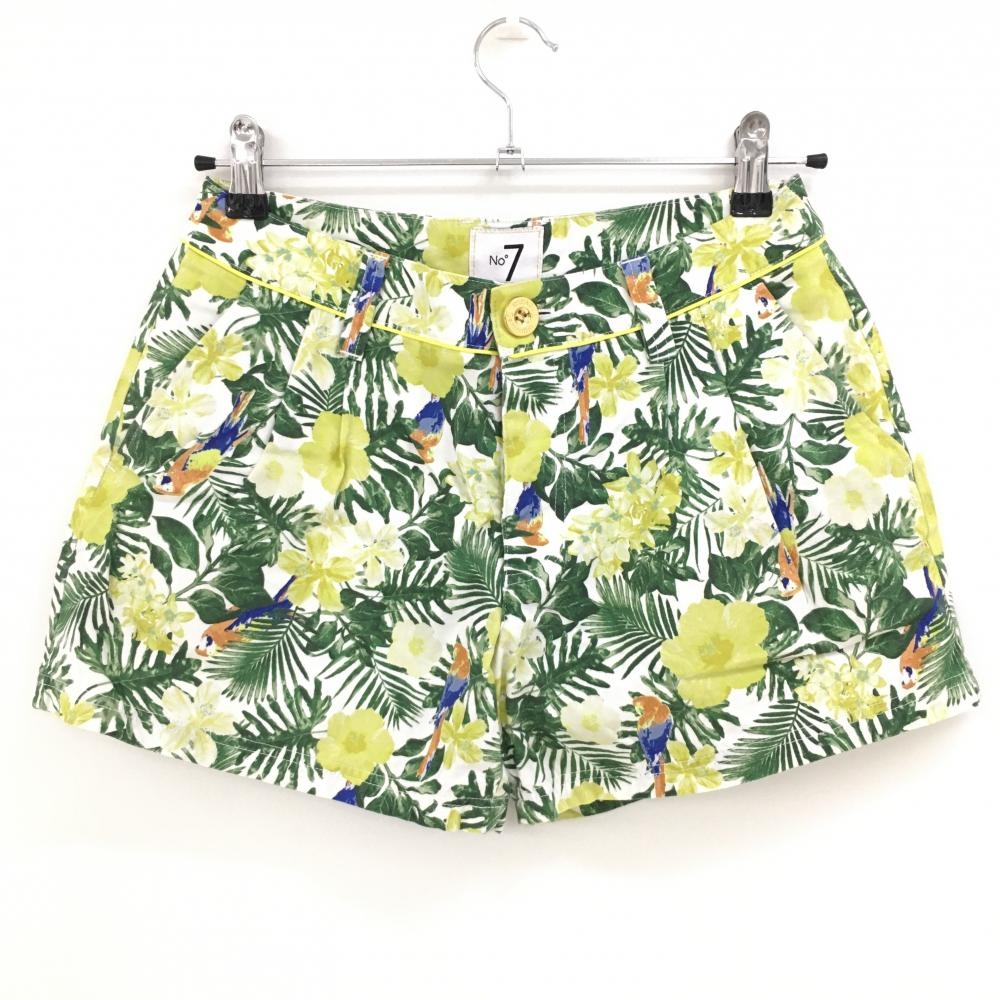 【美品】サマンサタバサNo.7 ショートパンツ グリーン×イエロー ボタニカル柄  レディース M ゴルフウェア Samantha Thavasa