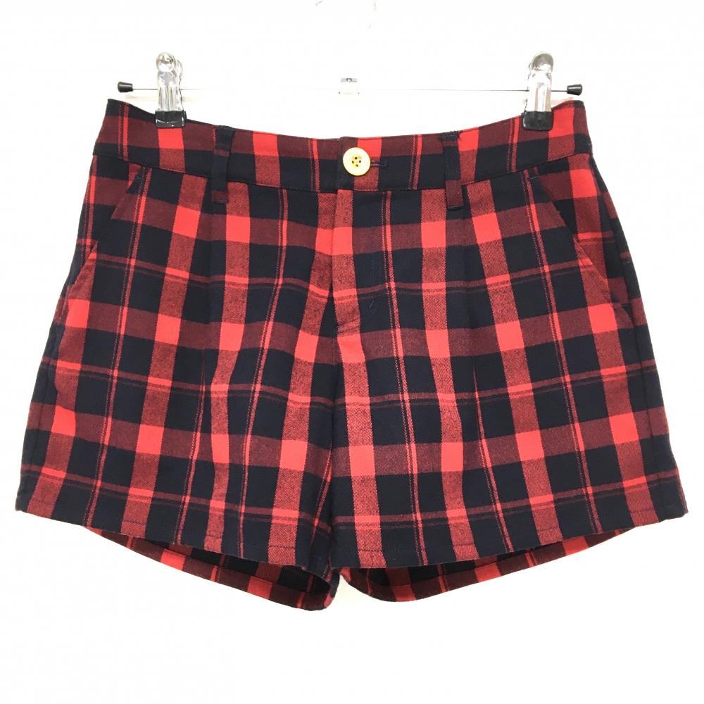 【美品】サマンサタバサ№7 ショートパンツ レッド×黒 チェック レディース 36(S) ゴルフウェア Samantha Thavasa