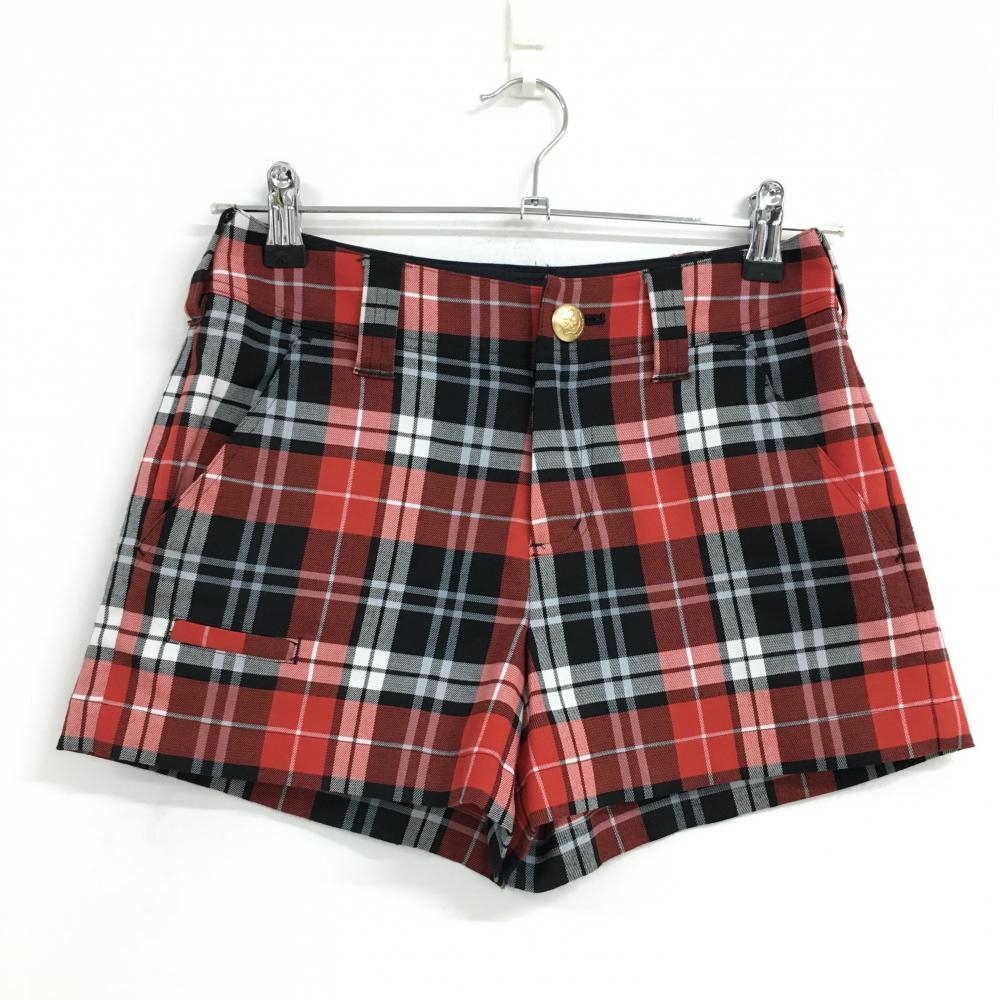 【超美品】サマンサタバサUNDER25 ショートパンツ レッド×黒 チェック ストレッチ　 レディース 2(L) ゴルフウェア Samantha Thavasa
