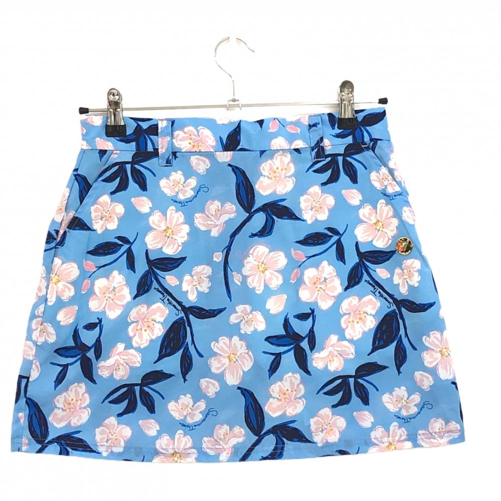 サマンサタバサNo.7 スカート ブルー×ピンク 花柄  レディース 38(M) ゴルフウェア Samantha Thavasa