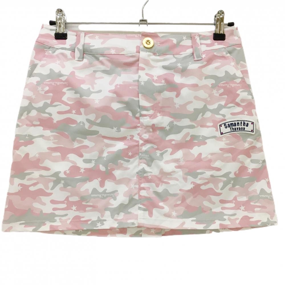 【超美品】サマンサタバサNo.7 スカート ピンク×白 カモフラ柄 迷彩  レディース 40(L) ゴルフウェア Samantha Thavasa