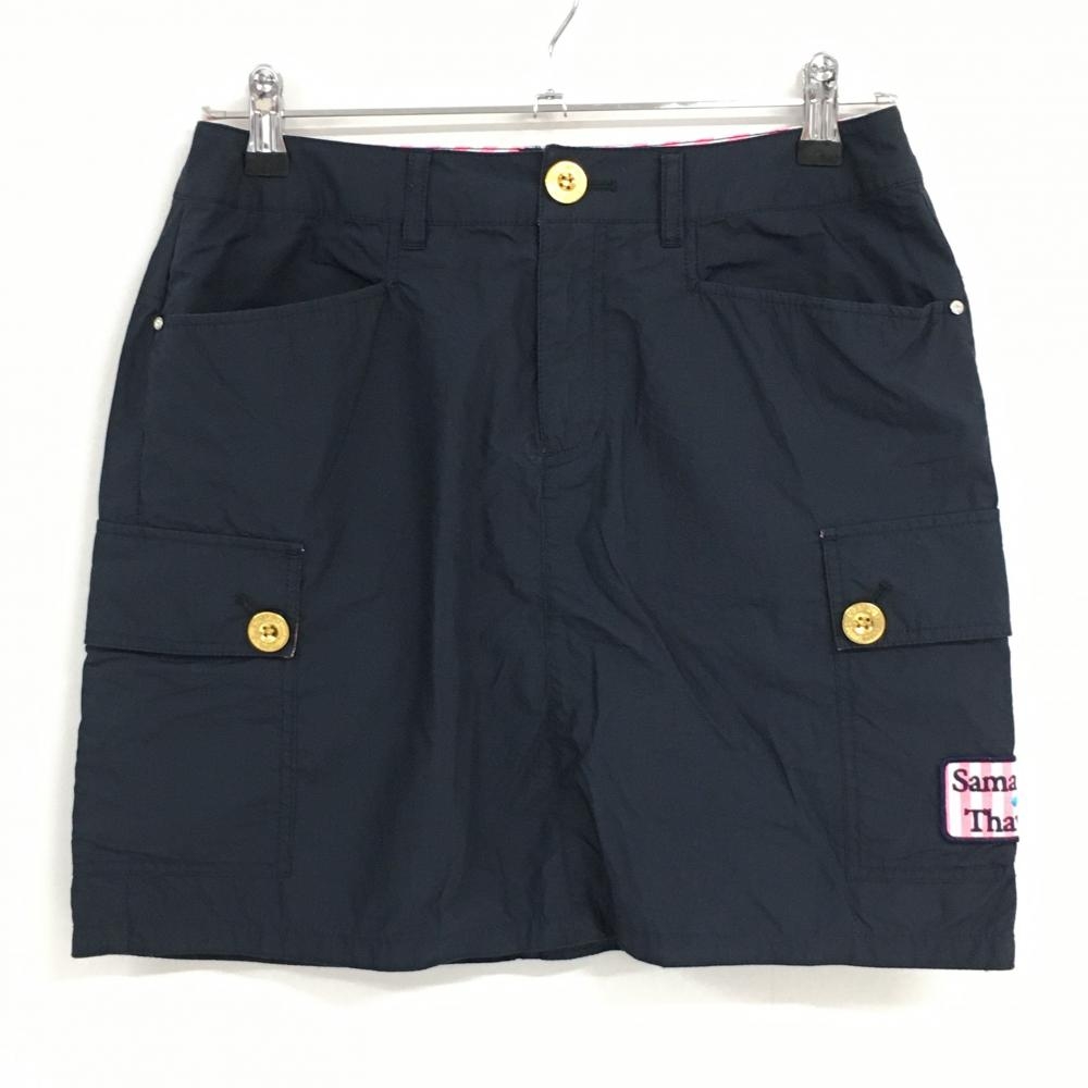 【超美品】サマンサタバサNo.7 カーゴスカート ネイビー×ピンク 綿100％ レディース 38(M) ゴルフウェア Samantha Thavasa