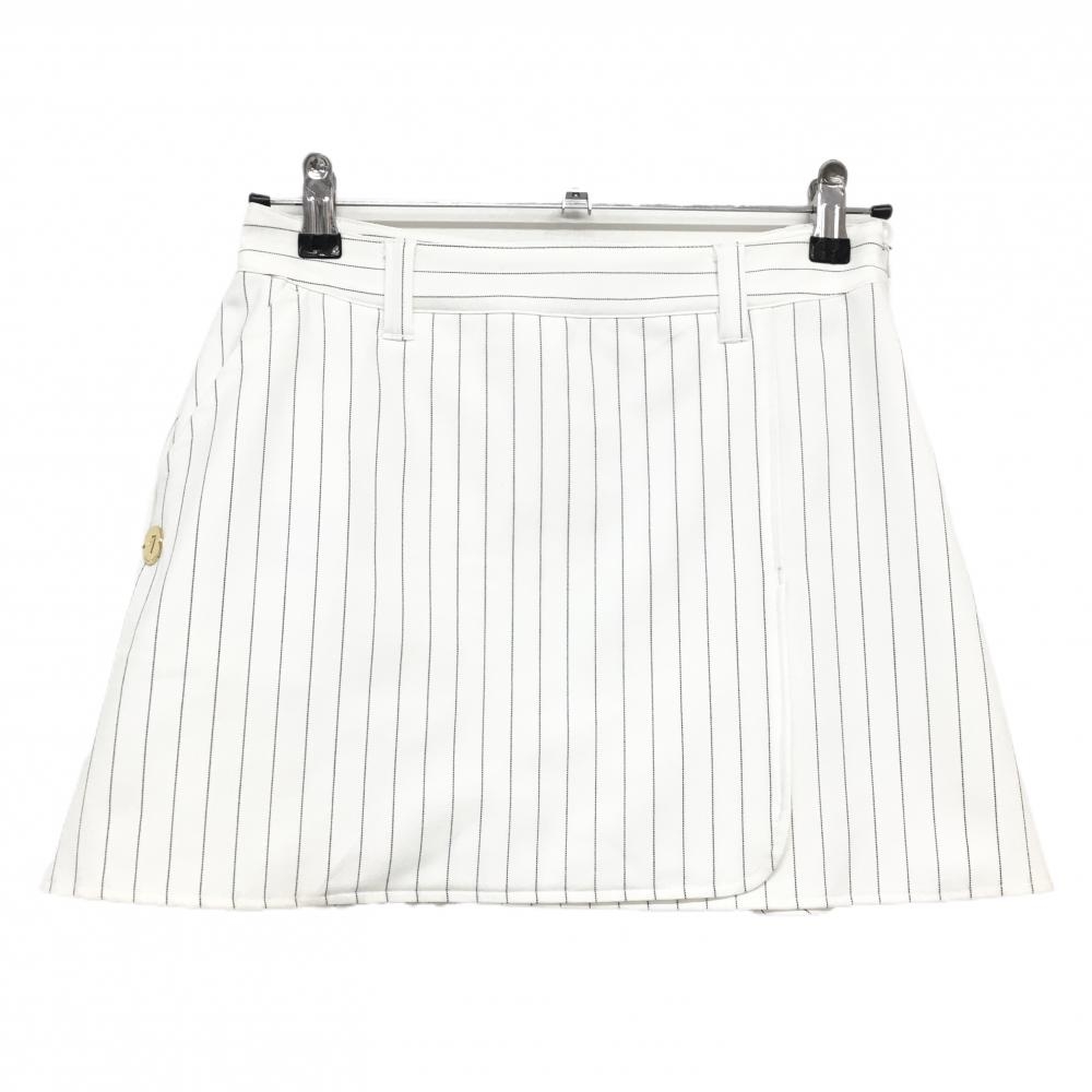 【美品】サマンサタバサNo.7 スカート 白×黒 ストライプ ストレッチ レディース 38(M) ゴルフウェア Samantha Thavasa