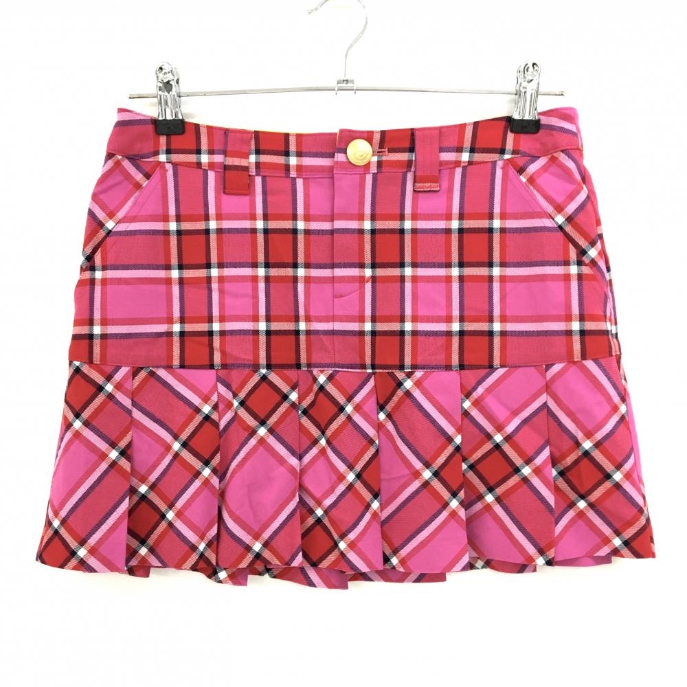 【未使用品】サマンサタバサUNDER25 スカート ピンク×レッド チェック インナーパンツ付 レディース PRO02 ゴルフウェア Samantha Thavasa