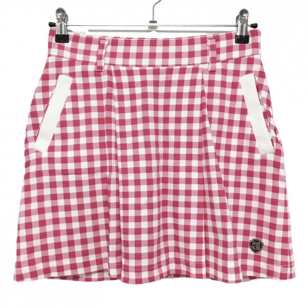 【超美品】サマンサタバサUNDER25 スカート ピンク×白 チェック柄 レディース M ゴルフウェア Samantha Thavasa