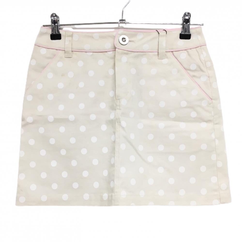 サマンサタバサNo7 スカート ベージュ×白 ドット 紙タグ付  レディース 36(S) ゴルフウェア Samantha Thavasa