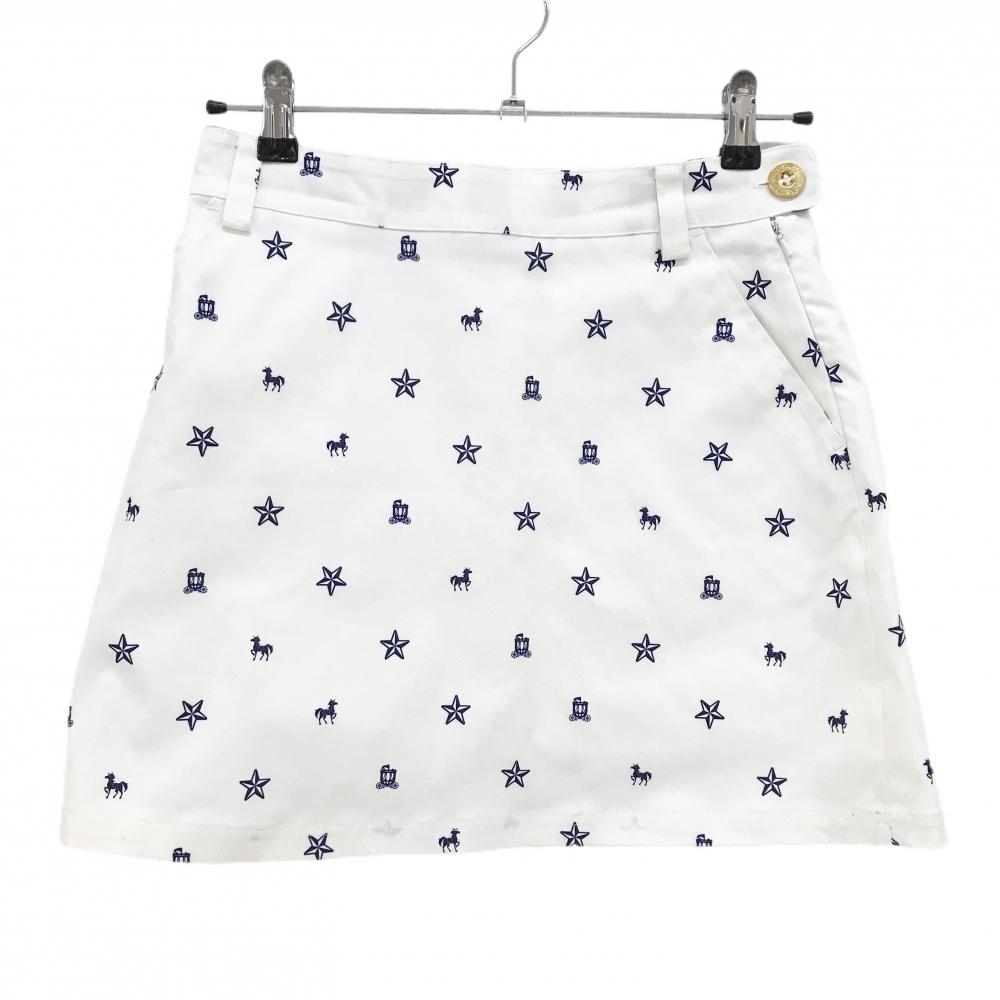 【美品】サマンサタバサNO.7 スカート 白×ネイビー 総柄 ポニー  レディース M ゴルフウェア Samantha Thavasa