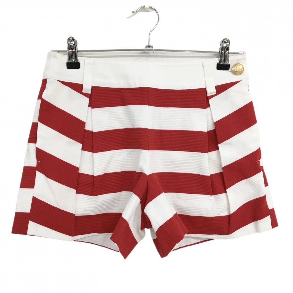 【超美品】サマンサタバサ NO.7 キュロットスカート 白×レッド ボーダー ゴールドタグ  レディース 36(S) ゴルフウェア Samantha Thavasa