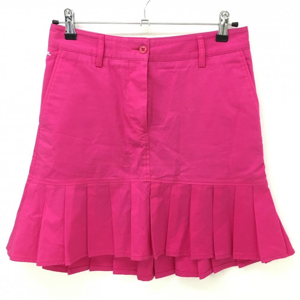 ジェイリンドバーグ プリーツスカート ピンク ロゴ刺しゅう 内側インナーパンツ  レディース S ゴルフウェア J．LINDEBERG