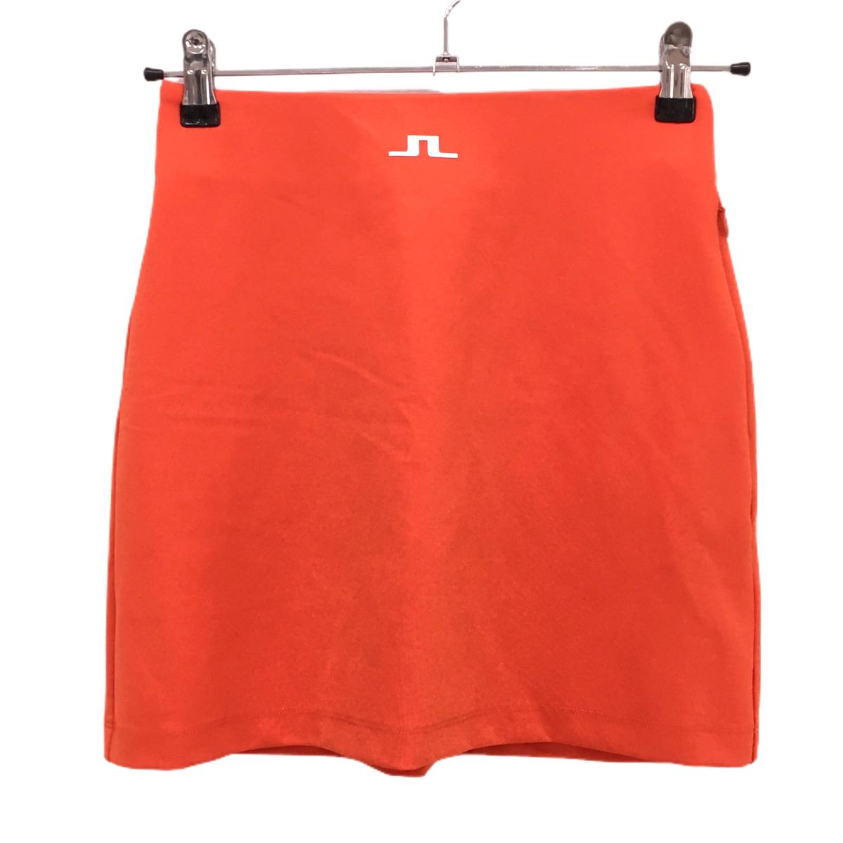【美品】ジェイリンドバーグ スカート オレンジ×白 内側インナーパンツ レディース XS ゴルフウェア 2024年モデル J．LINDEBERG