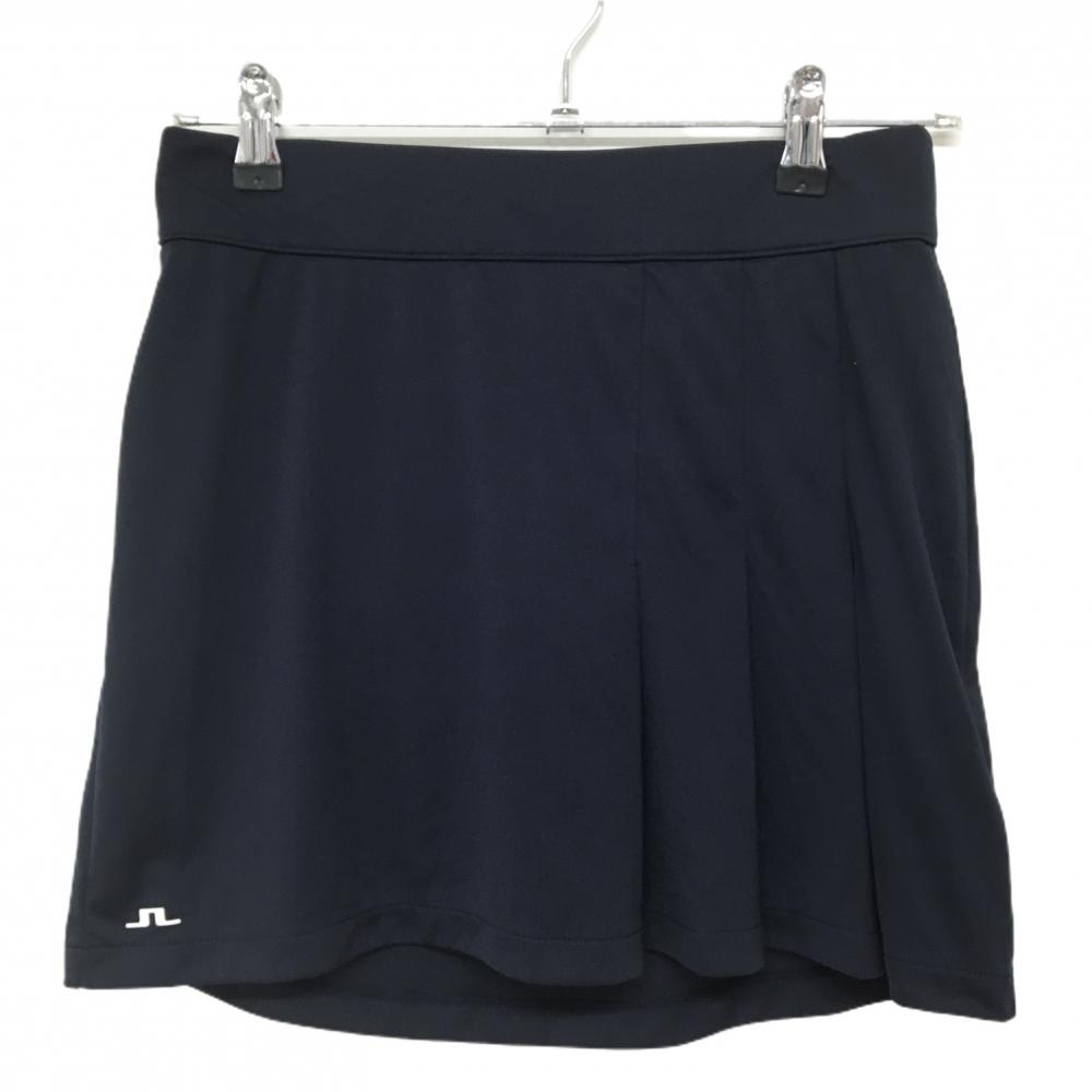 【超美品】ジェイリンドバーグ スカート ネイビー ストレッチ ウエストゴム 一部プリーツ レディース S ゴルフウェア J．LINDEBERG
