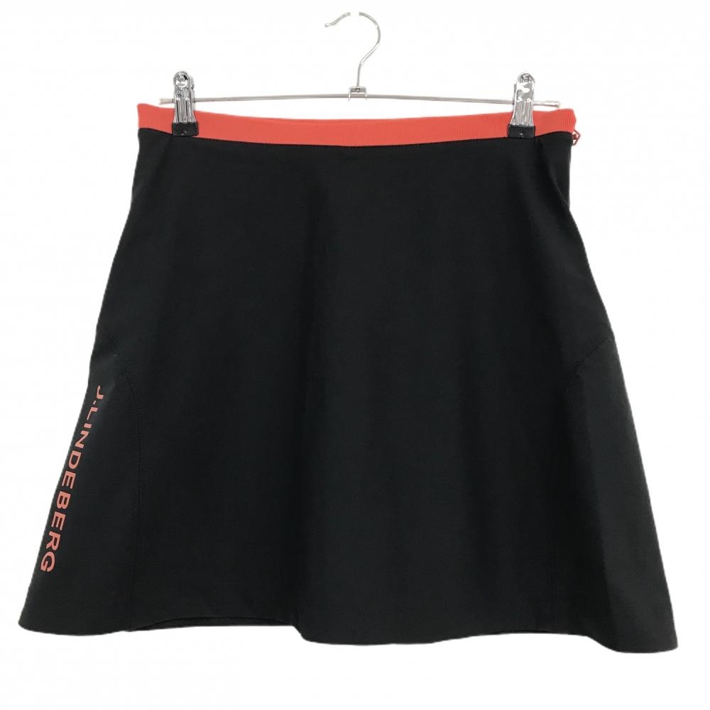 【超美品】ジェイリンドバーグ ストレッチスカート 黒×レッド ウエストゴム 内側インナーパンツ レディース M ゴルフウェア J．LINDEBERG