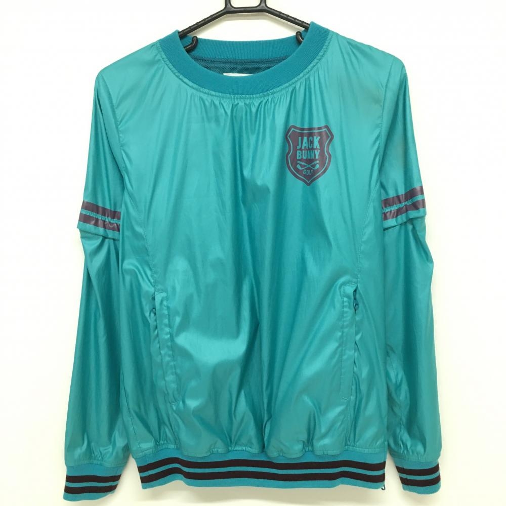 【美品】ジャックバニー 2WAYスニード ブルーグリーン 裏メッシュ ブルゾン 袖着脱可 レディース 1(M) ゴルフウェア Jack Bunny
