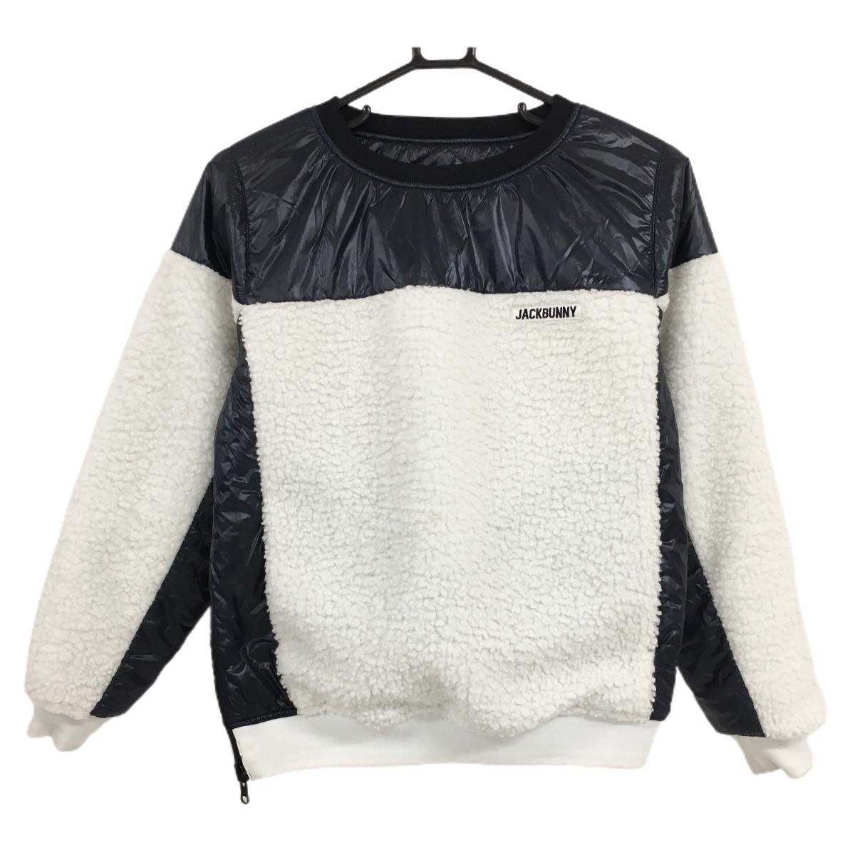 【美品】ジャックバニー 中綿リバーシブルスニード 黒×白 裏ボア ワッペン  レディース 1(S) ゴルフウェア Jack Bunny